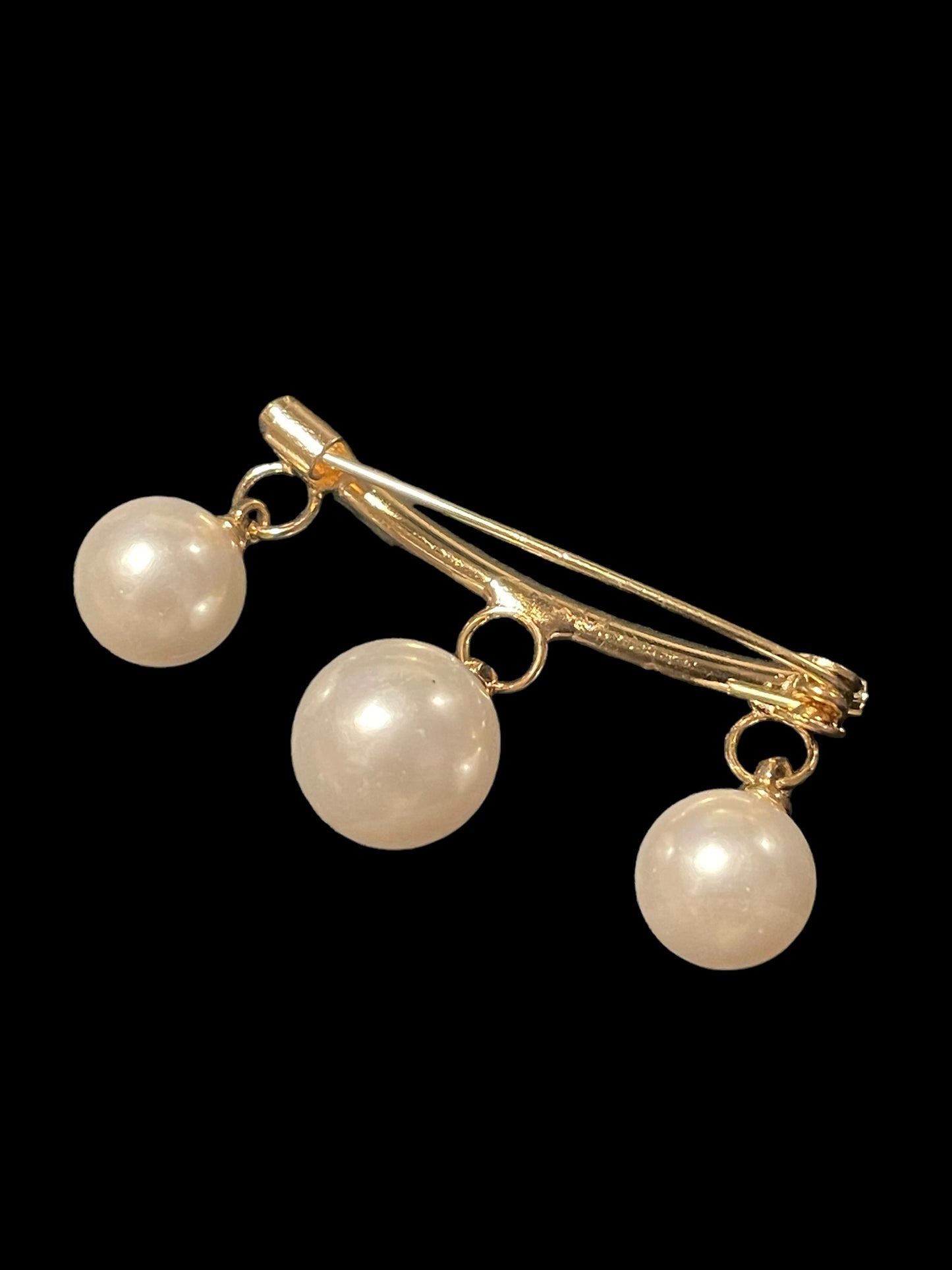 Dangling Faux Pearl Bar Brooch