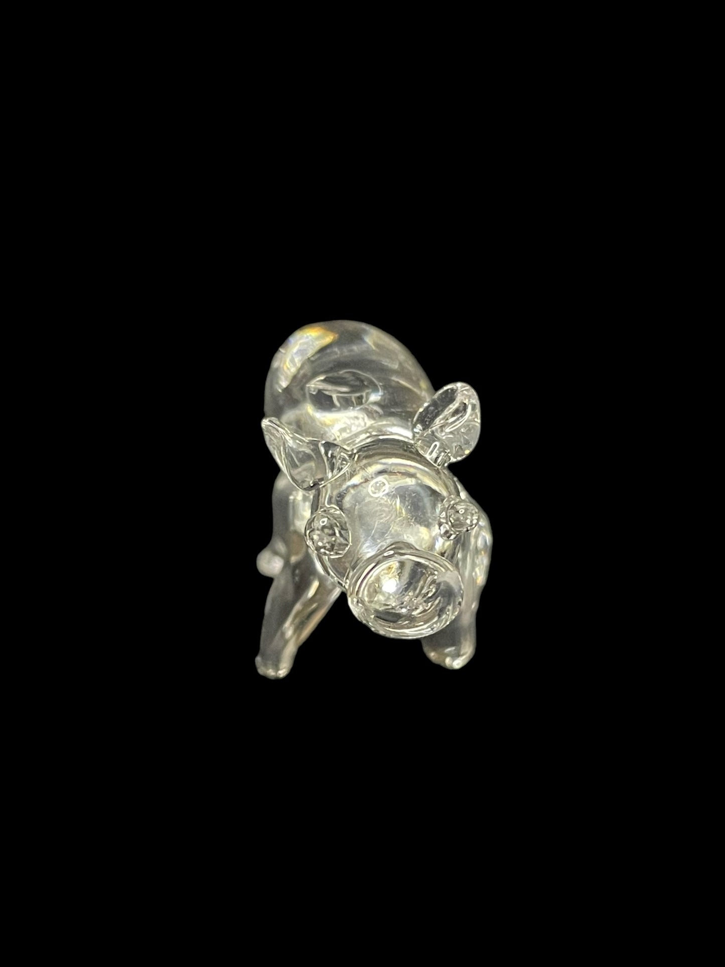 Vintage Mini Glass Crystal Pig Figurine