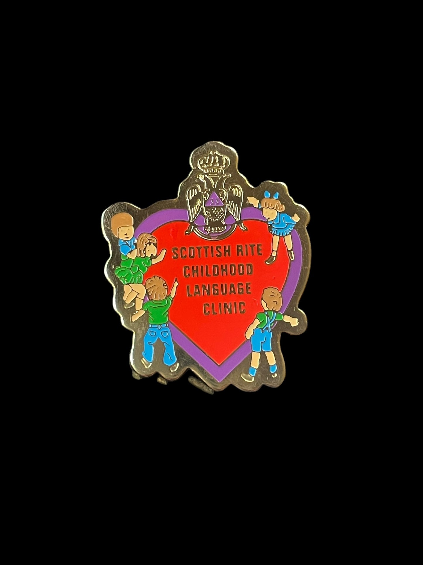 Vintage Scottish Rite Childhood Language Clinic Enamel Brooch Lapel Pin