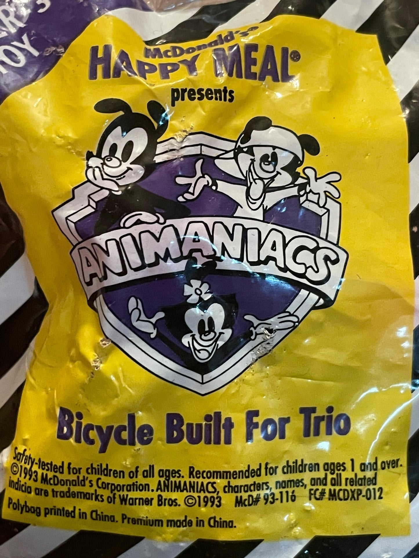 1993 Animaniac Bicycle Built for Trio U3 McDonald's Happy Meal Toy