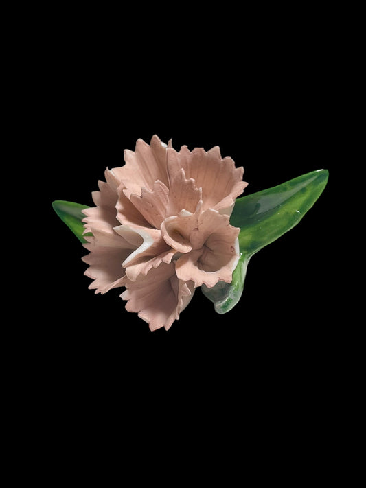 Pink Carnation Flower Porcelain Brooch