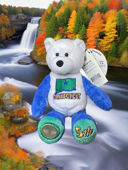 2000 Limited Treasures Connecticut State Quarter Coin Bean Bear Plush