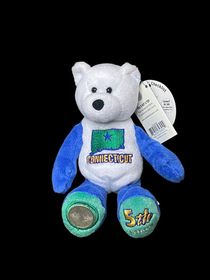 2000 Limited Treasures Connecticut State Quarter Coin Bean Bear Plush