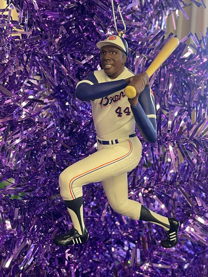 1997 Hallmark Keepsake Ornament At The Ballpark Hank Aaron With Trading Card