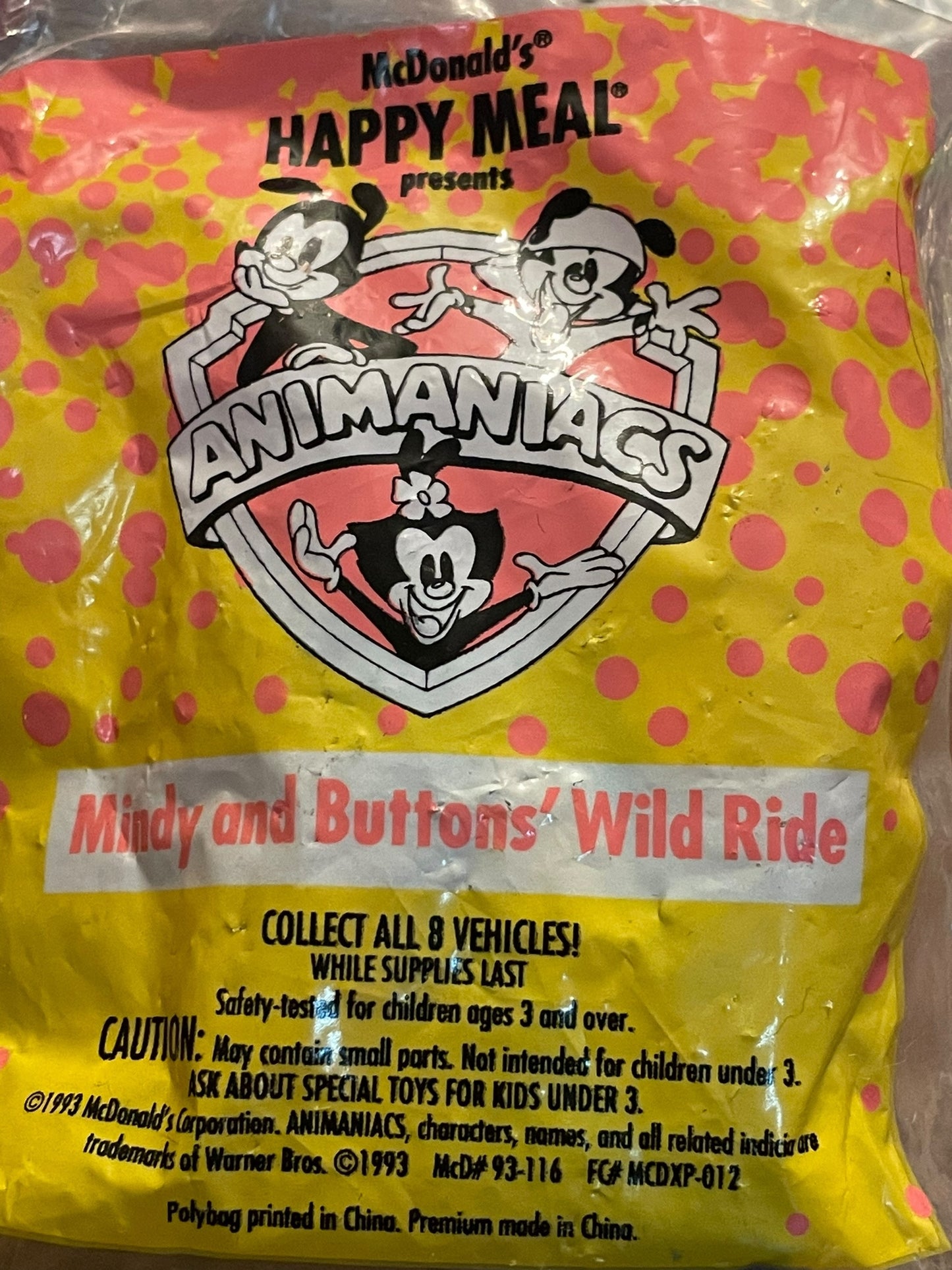 1993 Animaniac Mindy and Button's Wild Ride McDonald's Happy Meal Toy