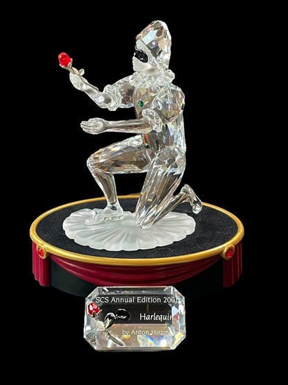 2001 SCS Swarovski Crystal Figurine Masquerade Harlequin Set Retired