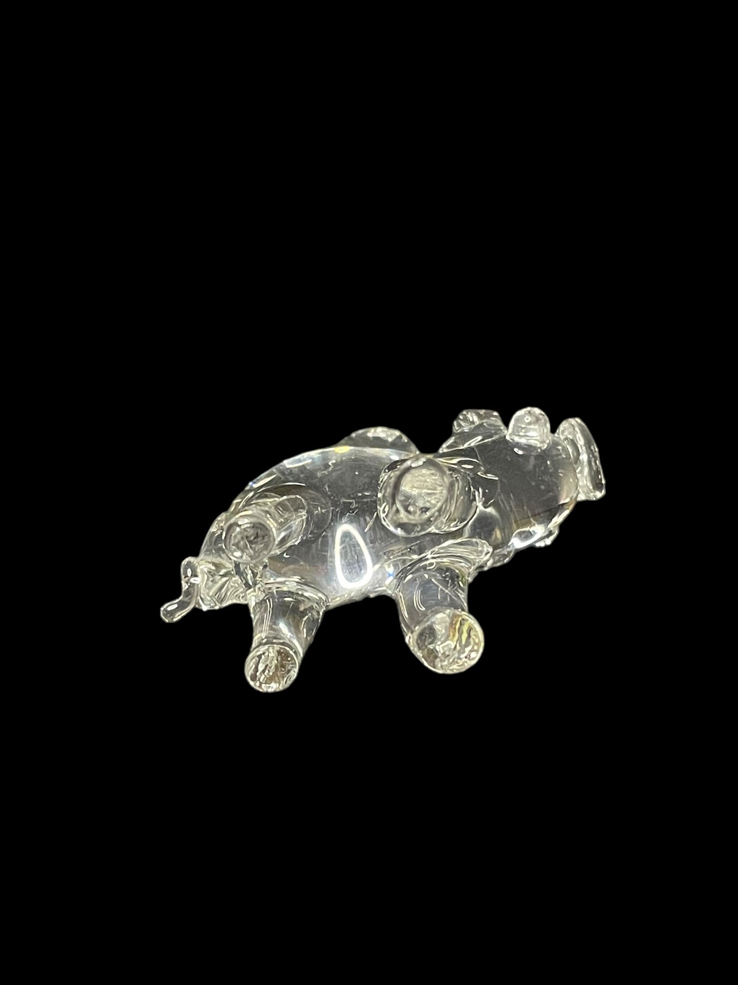 Vintage Mini Glass Crystal Pig Figurine Pendant