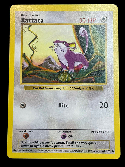 Rattata Shadowless #61 Pokemon Base Set Graded NM MINT 8