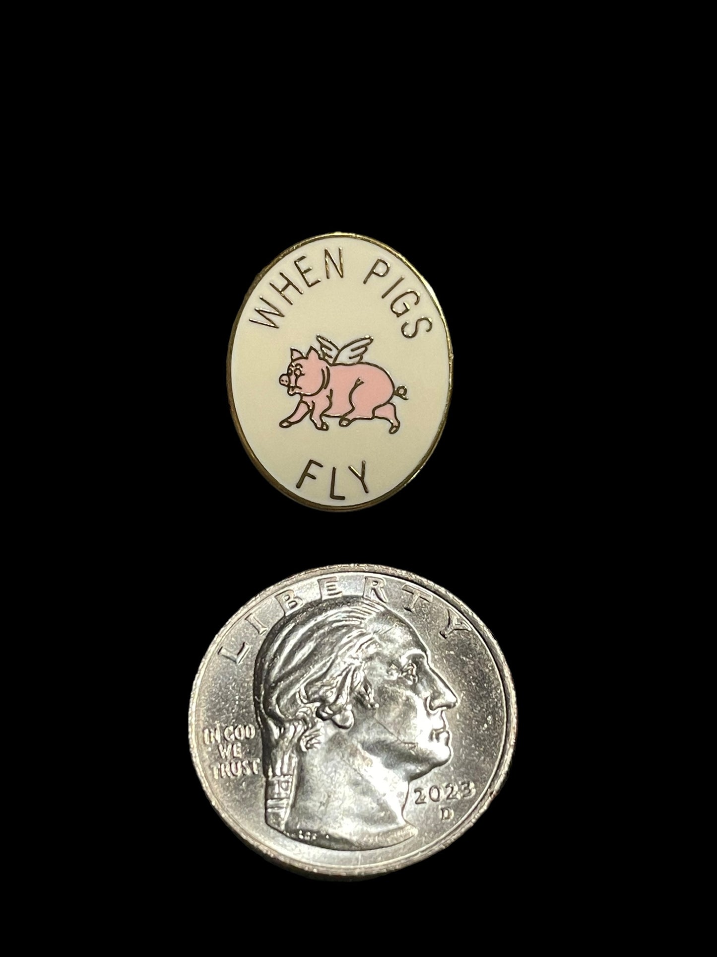 Vintage Whimsical When Pigs Fly Enamel Brooch Pin