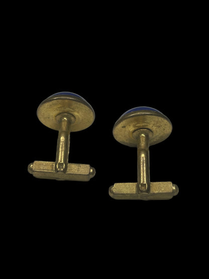 Blue Lucite Dome Gold Tone Men Cufflinks