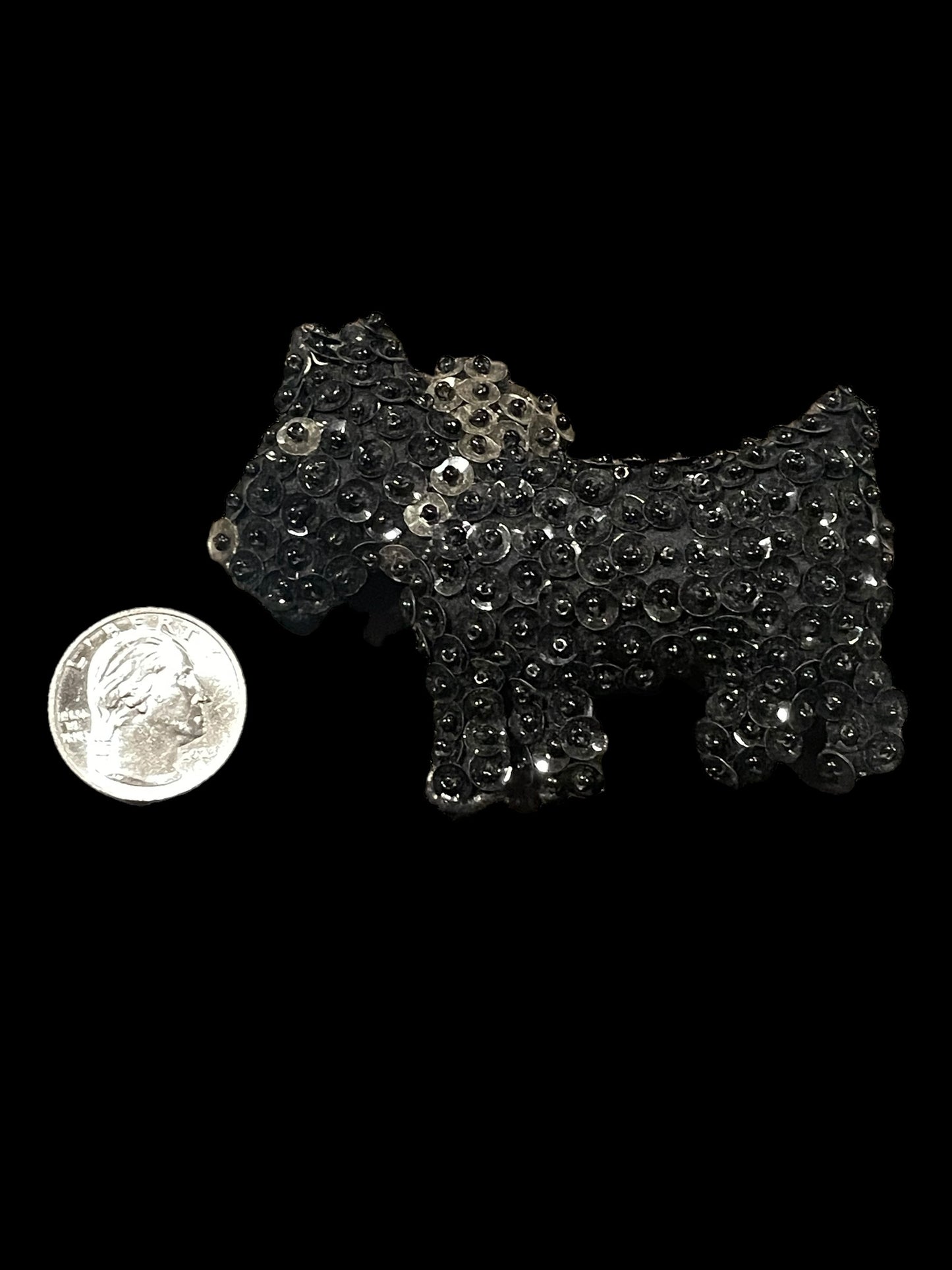 Black Scottish Terrier Dog Sequin Brooch Pin