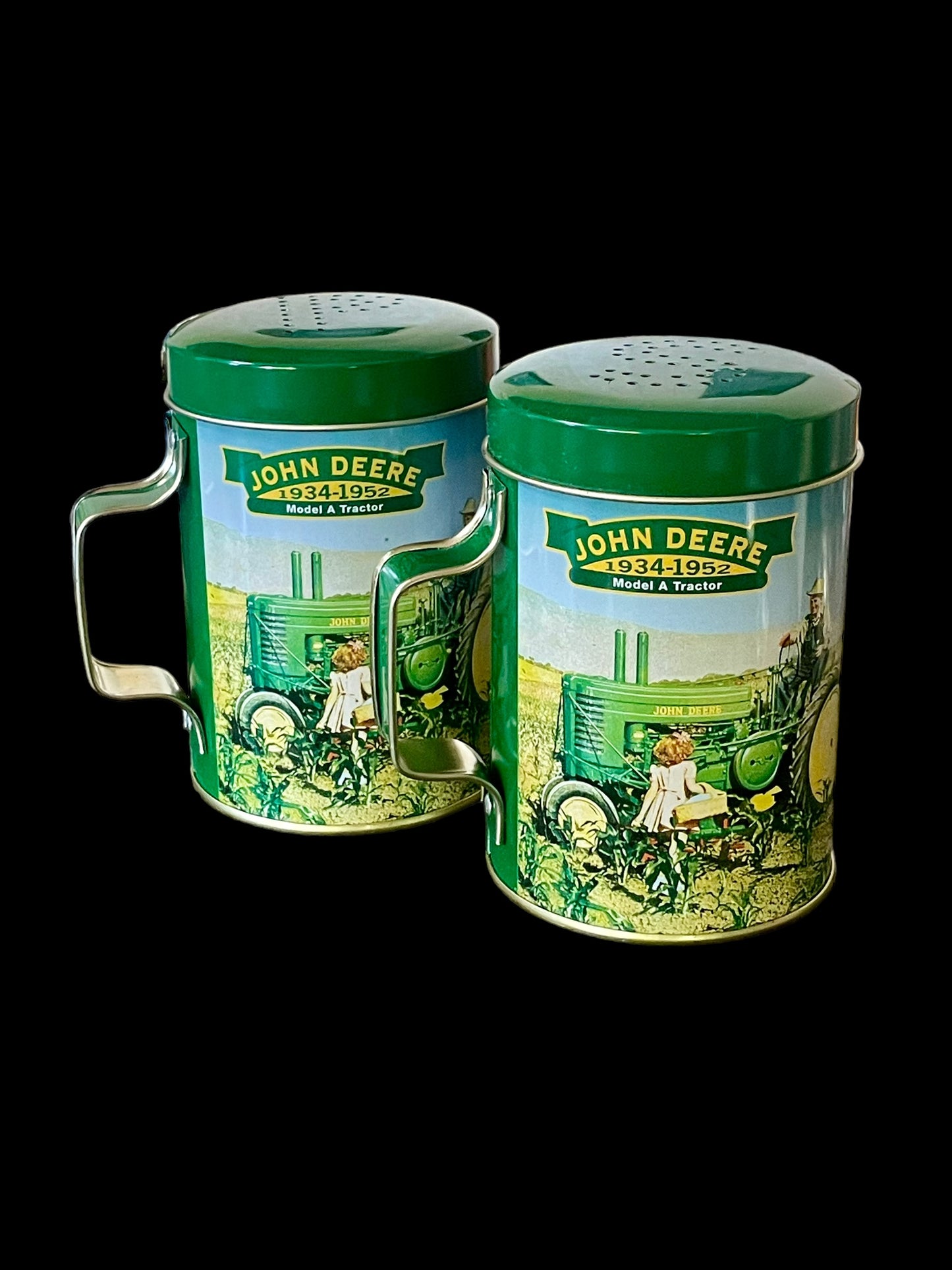 John Deere Salt and Pepper Metal Can Shakers