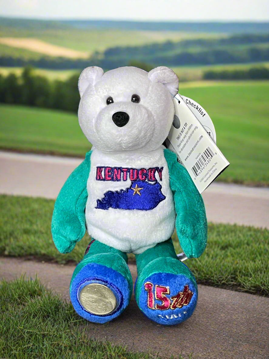 2001 Limited Treasures Kentucky State Quarter Coin Bean Bear Plush