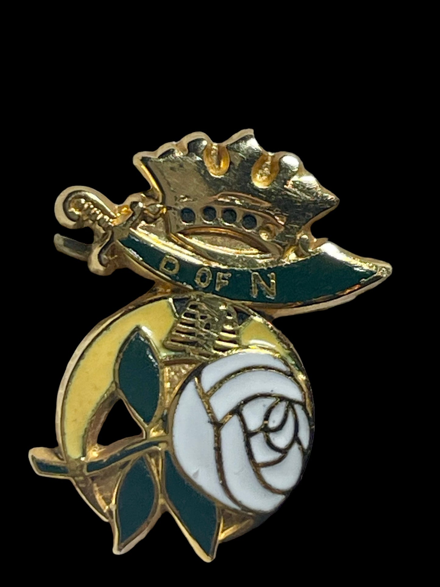 14k Yellow Gold Daughters of the Nile Enamel Brooch Pin