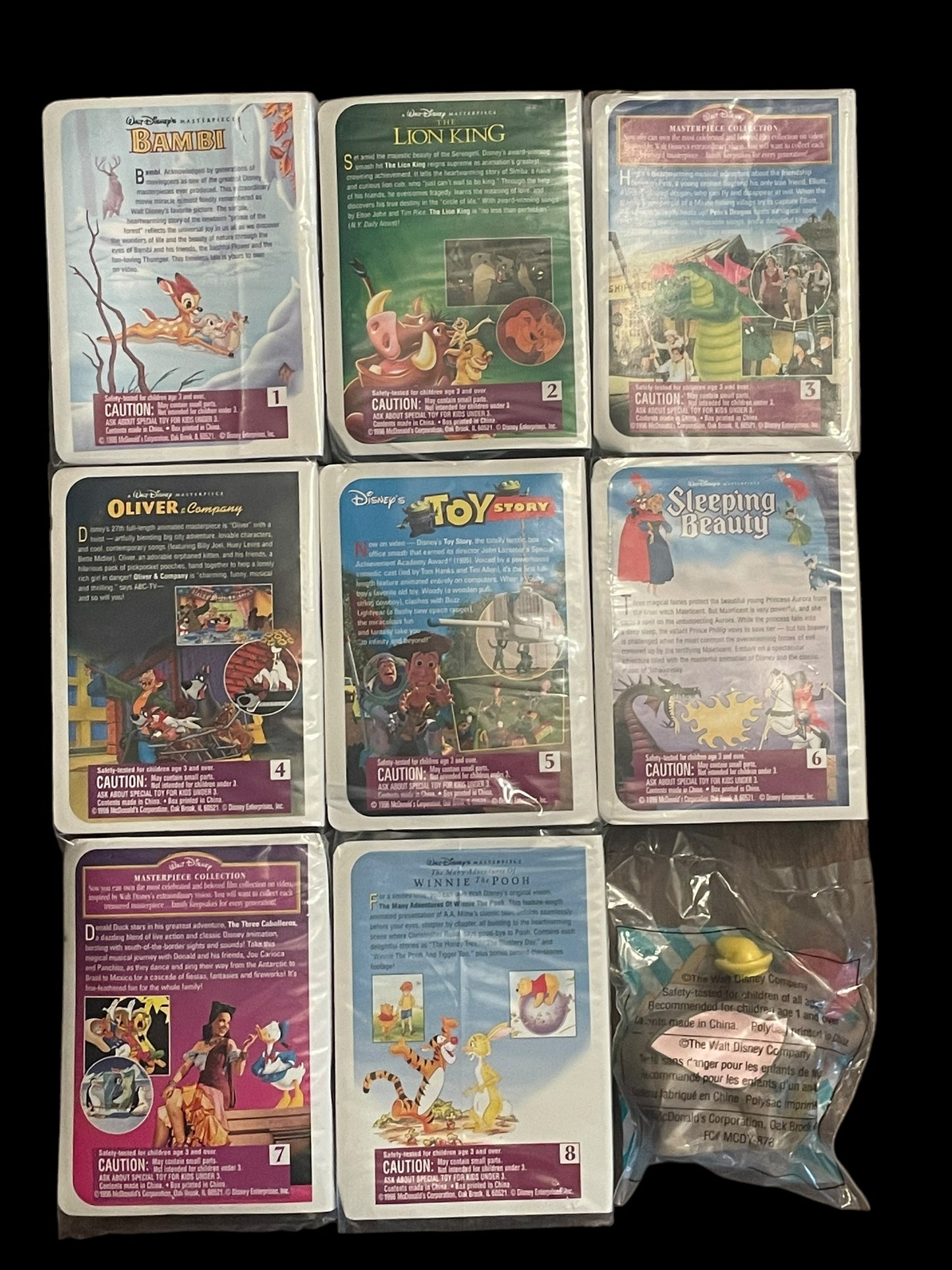 1996 Walt Disney's Masterpiece Complete Set w/ U3 McDonald's Happy Meal Toy