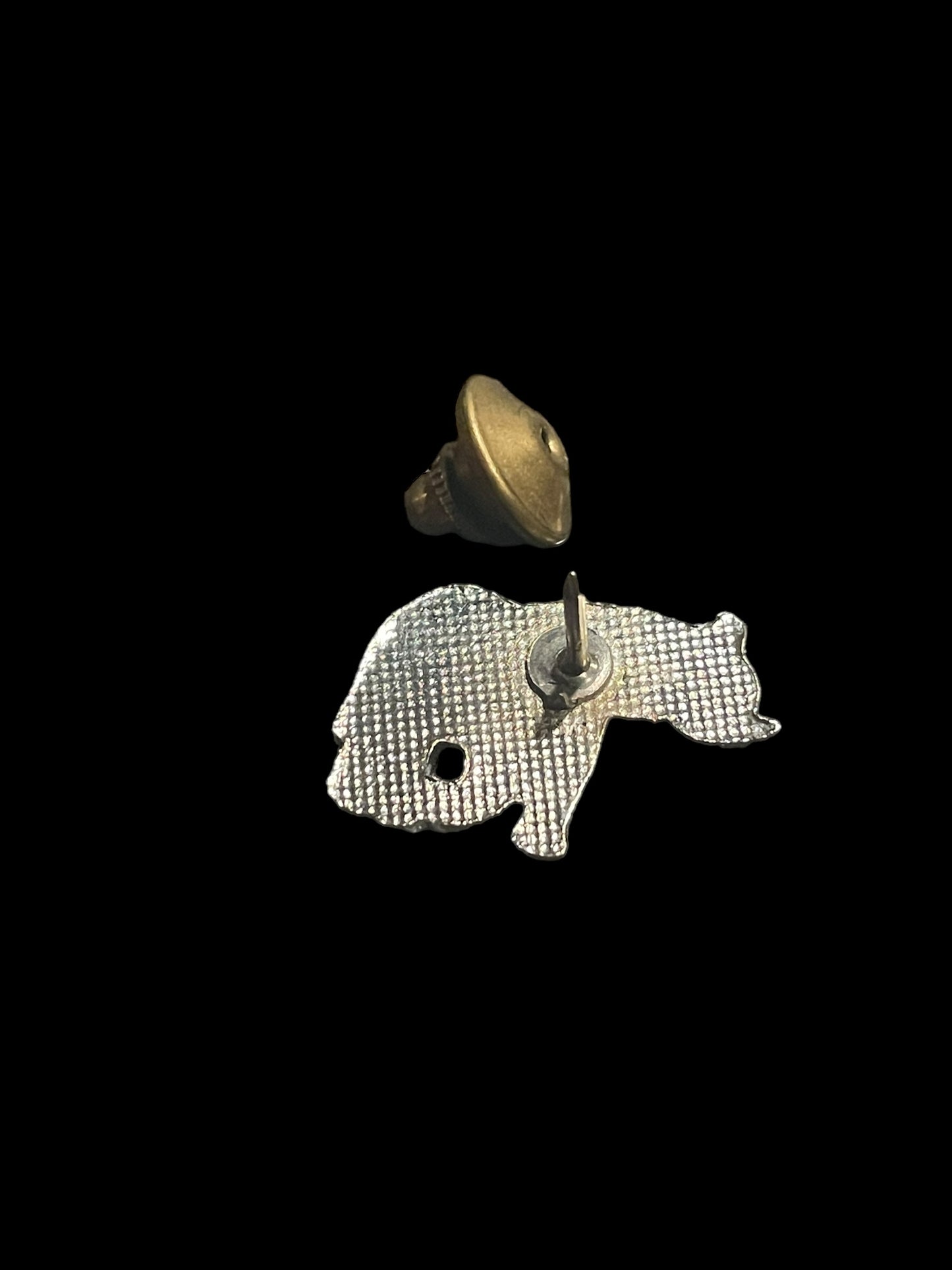 Vintage Gray Metallic Elephant with Gold Lining Brooch Pin or Tie Tack