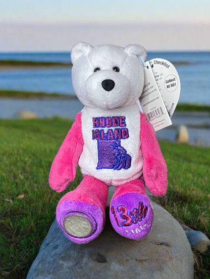 2001 Limited Treasures Rhode Island State Quarter Coin Bean Bear Plush