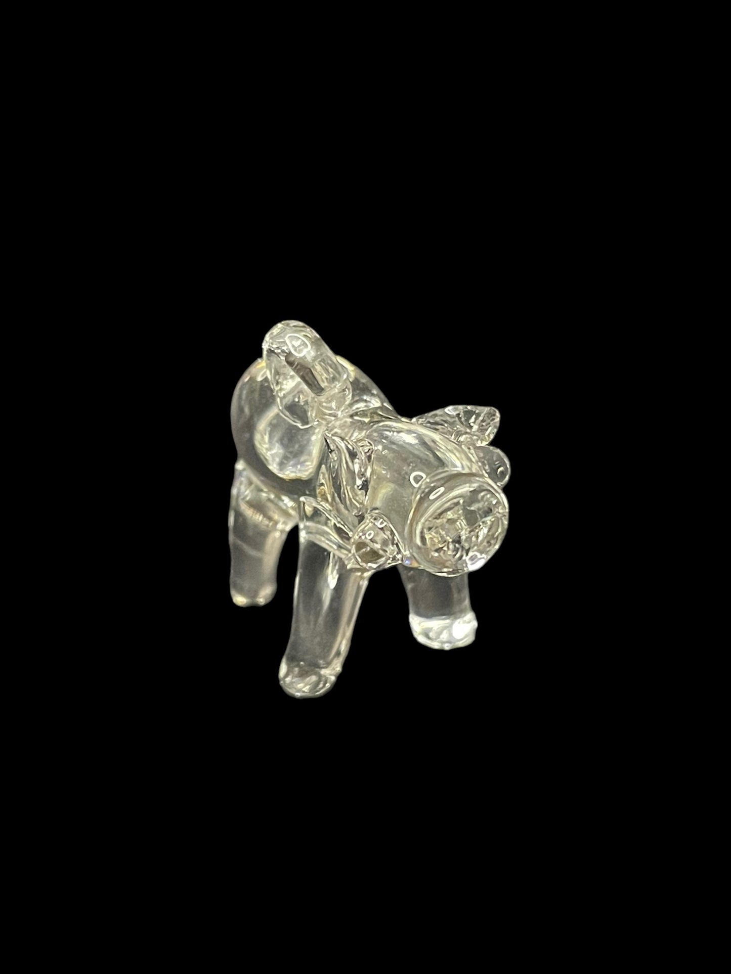 Vintage Mini Glass Crystal Pig Figurine Pendant