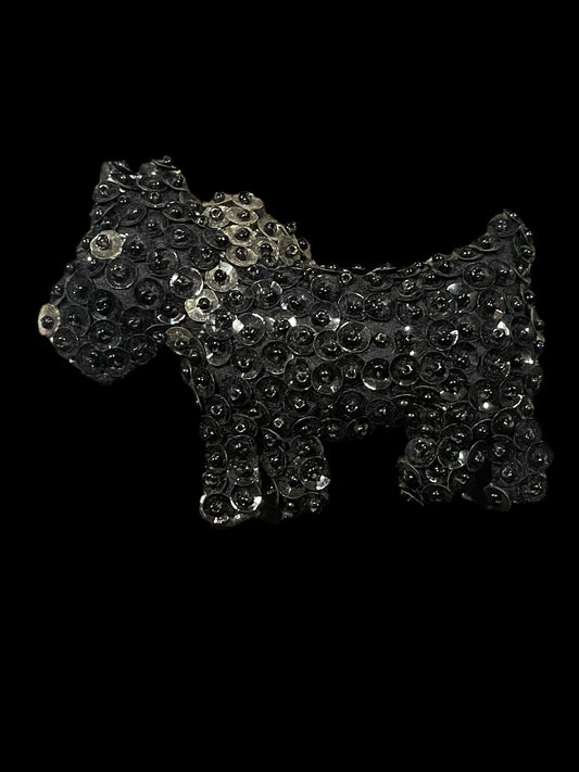 Black Scottish Terrier Dog Sequin Brooch Pin