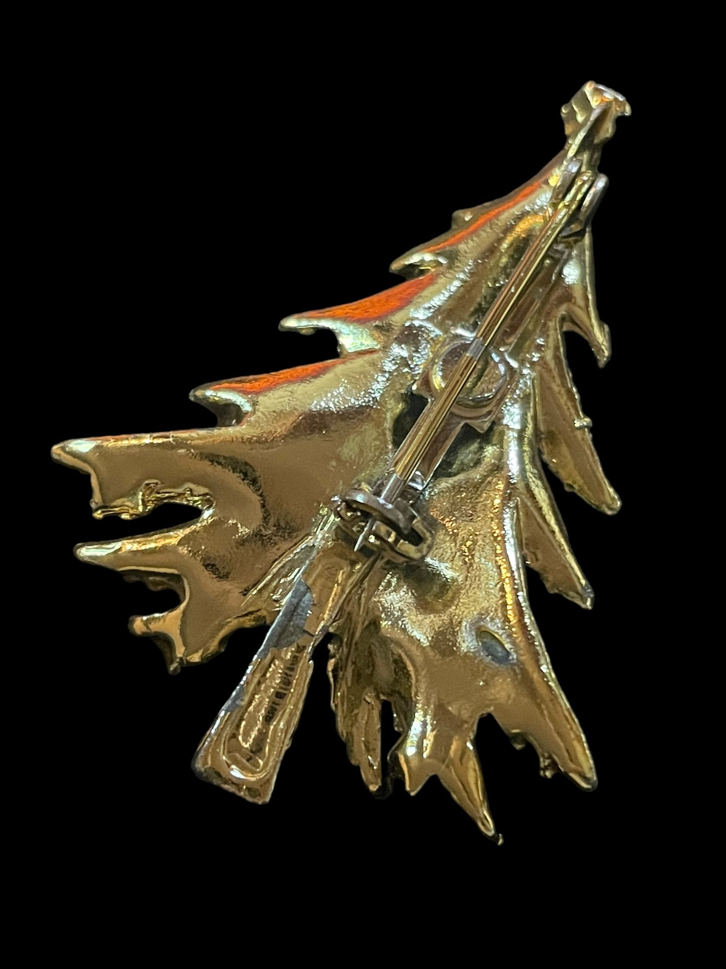 Vintage Gold Toned Christmas Tree Colorful Stone Ornaments Brooch Pin