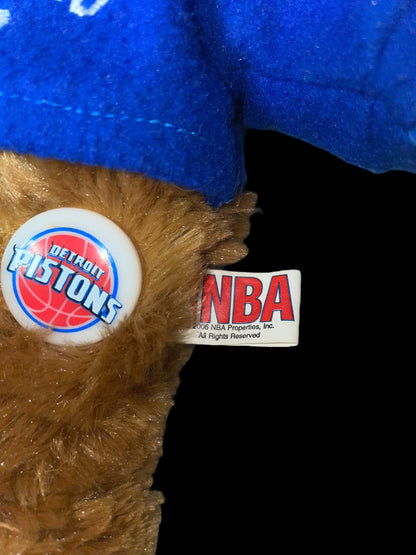 2006 NBA Detroit Pistons 8" Shaggy Teddy Bear Plush in Hoodie