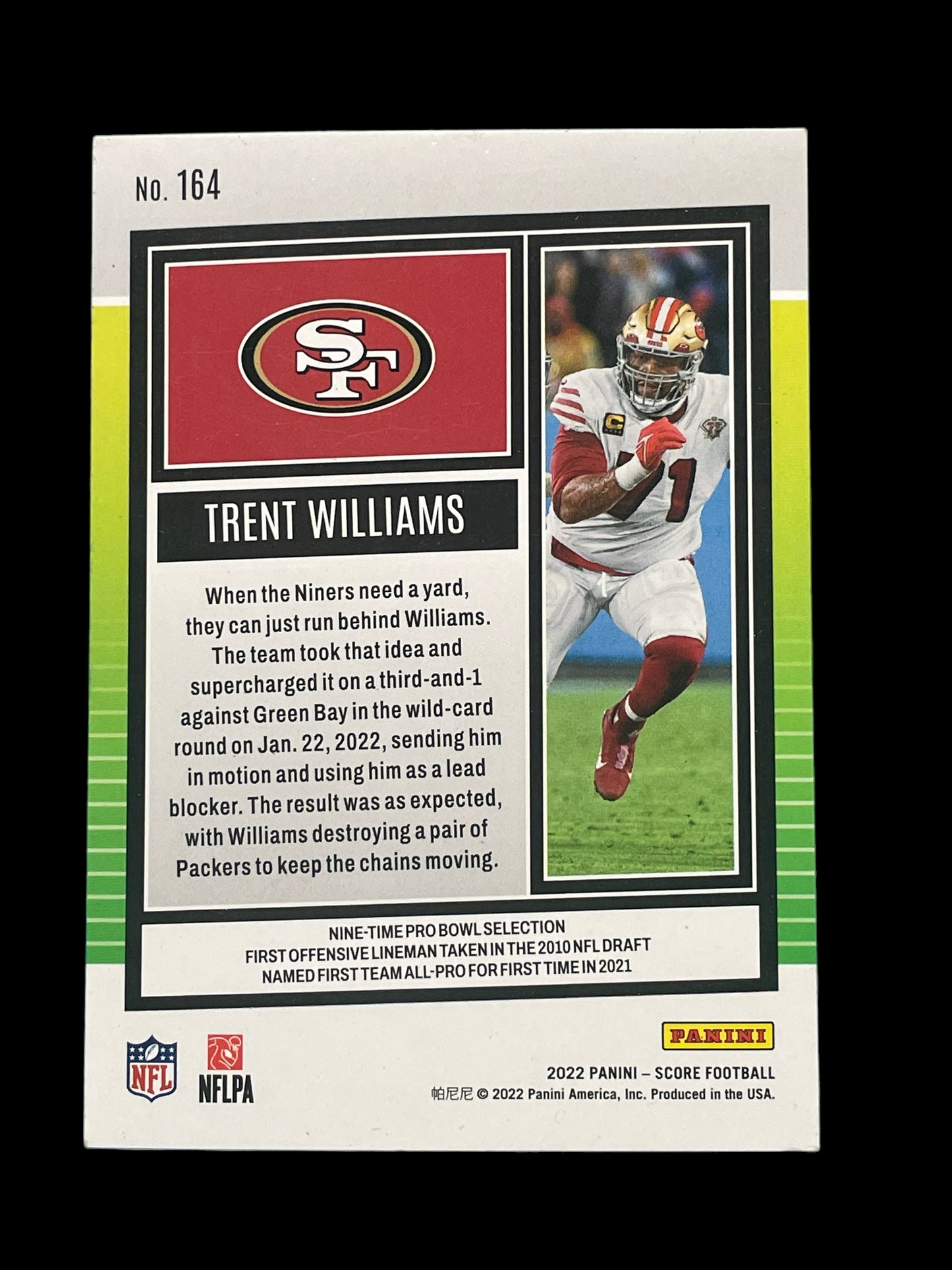 Trent Williams #164 216/299 2022 Panini Score  Ellipse MINT+ 9.5