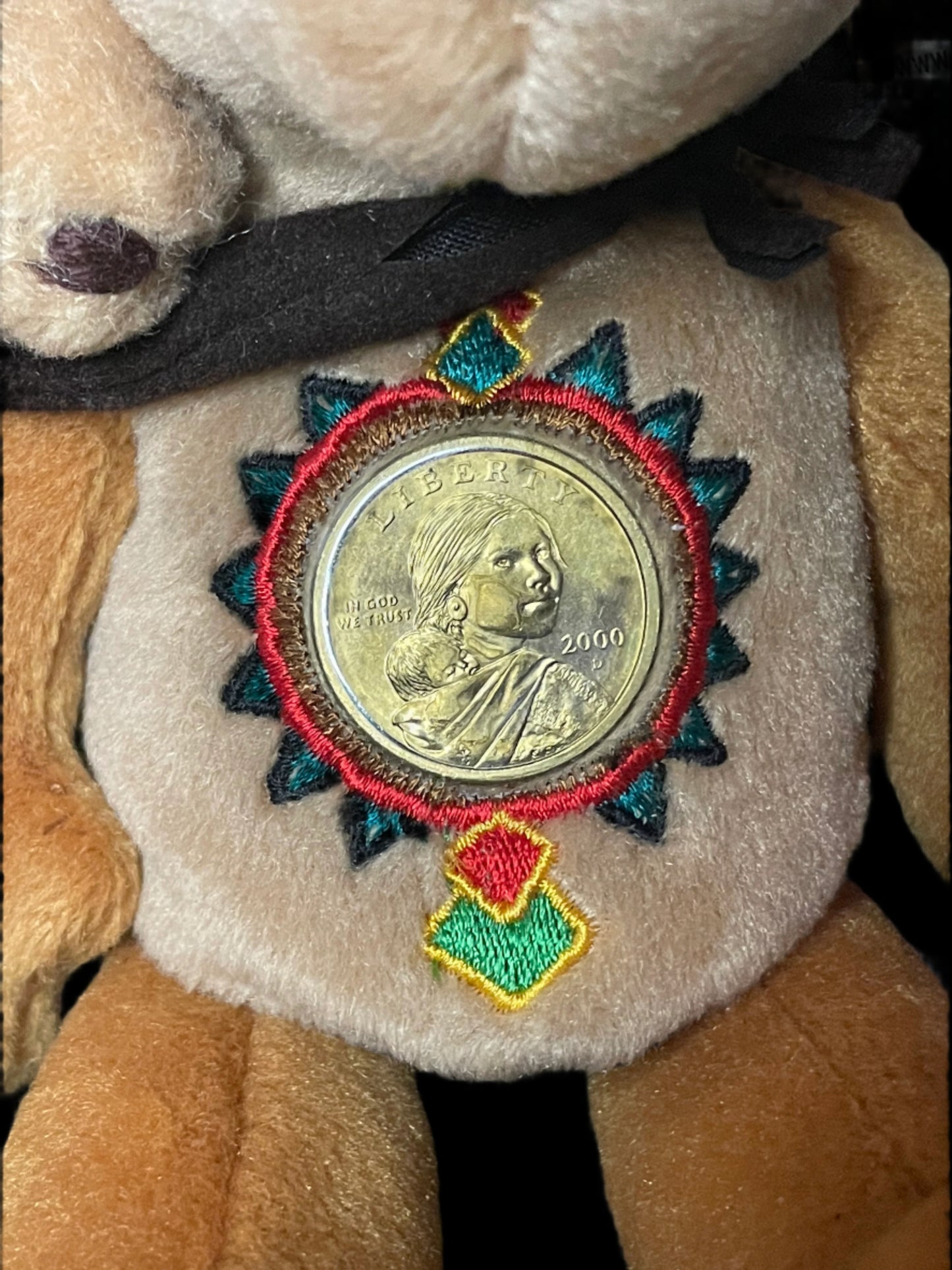 2003 Limited Treasures Sacagawea and Pomp Golden Dollar Coin Bean Bear Plush