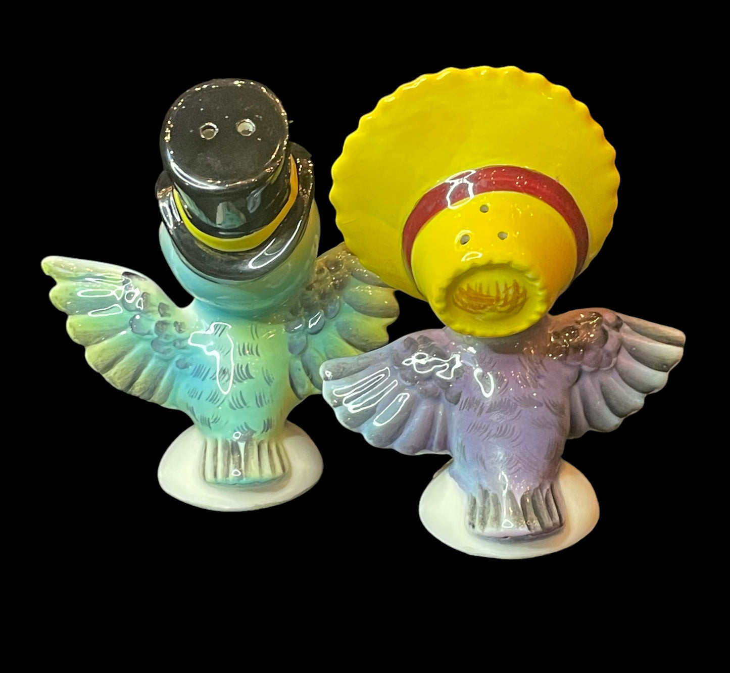 Rare Vintage Lefton Anthropomorphic Jewel Eyes Birds Salt & Pepper Shakers 045