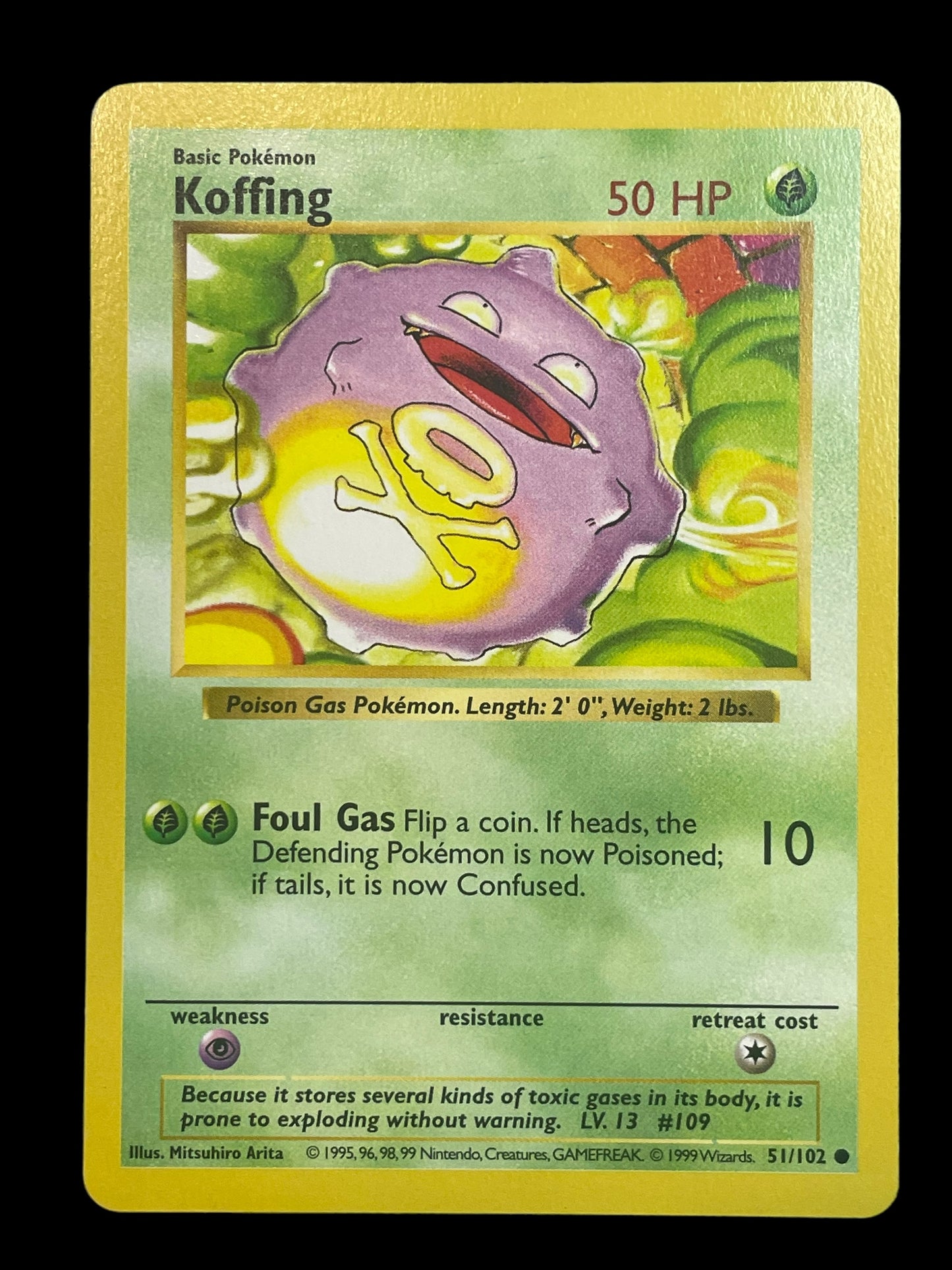 Koffing Shadowless #51 Pokemon Base Set Graded MINT 9