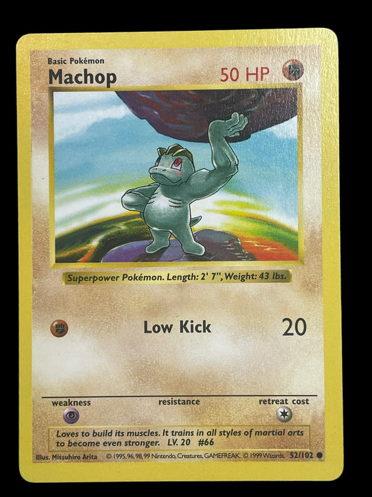 Machop Shadowless #52 Pokemon Base Set Graded NM MINT 8