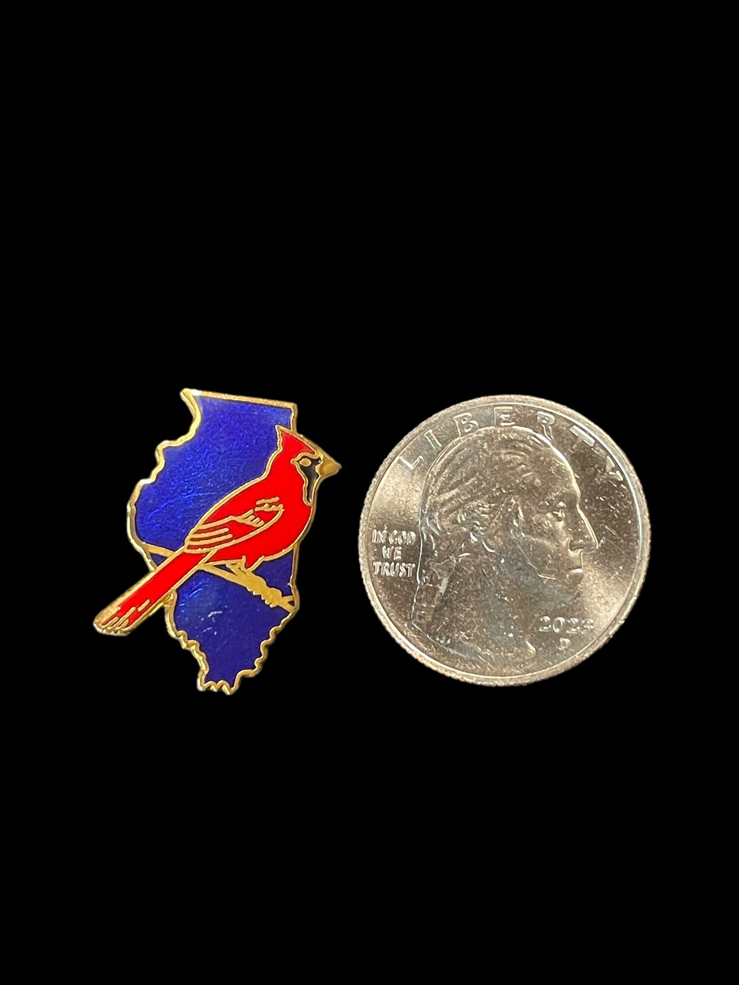 Vintage Gold Tone Illinois State Bird Northern Cardinal Enamel Brooch Lapel Pin