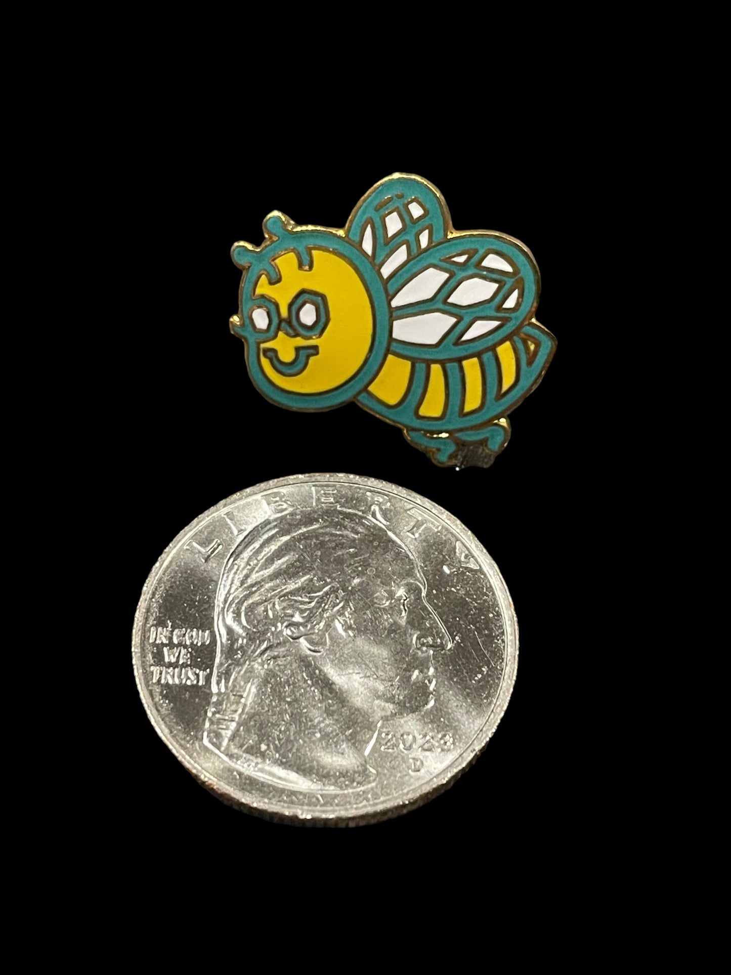 Cute Yellow and Green Enamel Honey Bee Brooch Pin