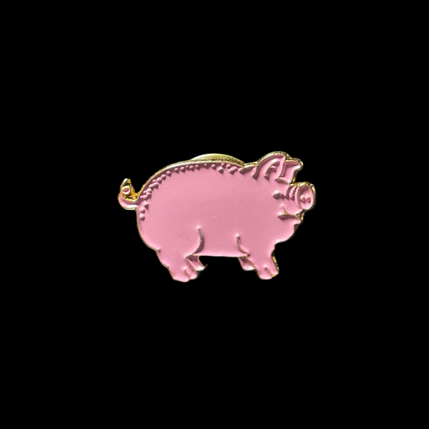 Set of White, Pink, and Gold Farm Pigs Enamel Brooch Pins Vintage