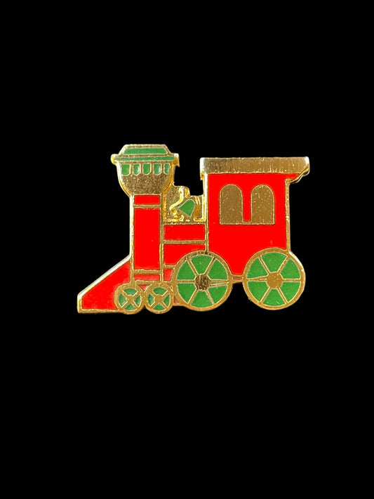 Vintage Norcross Inc Gold Tone Train Engine Enamel Brooch Pin Made in Taiwan