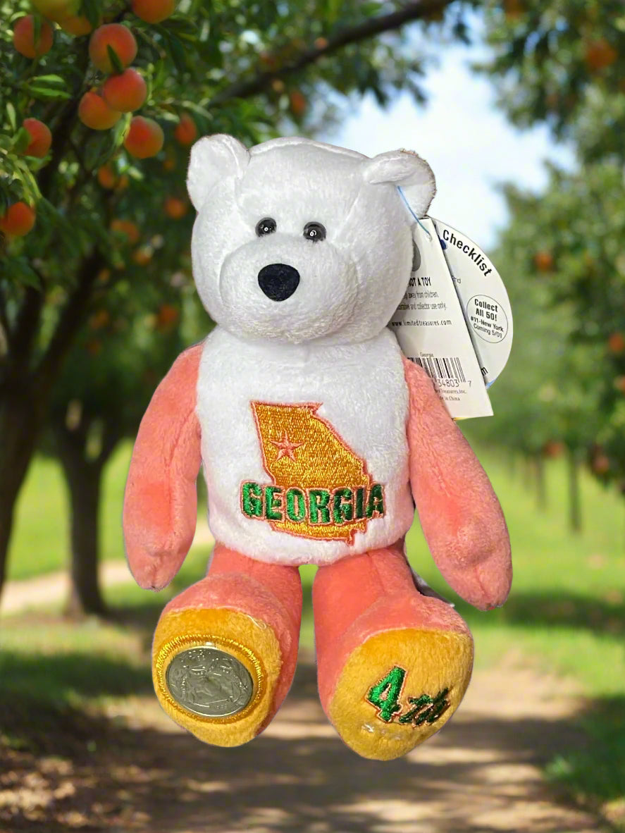 1999 Limited Treasures Georgia State Quarter Coin Bean Bear Plush