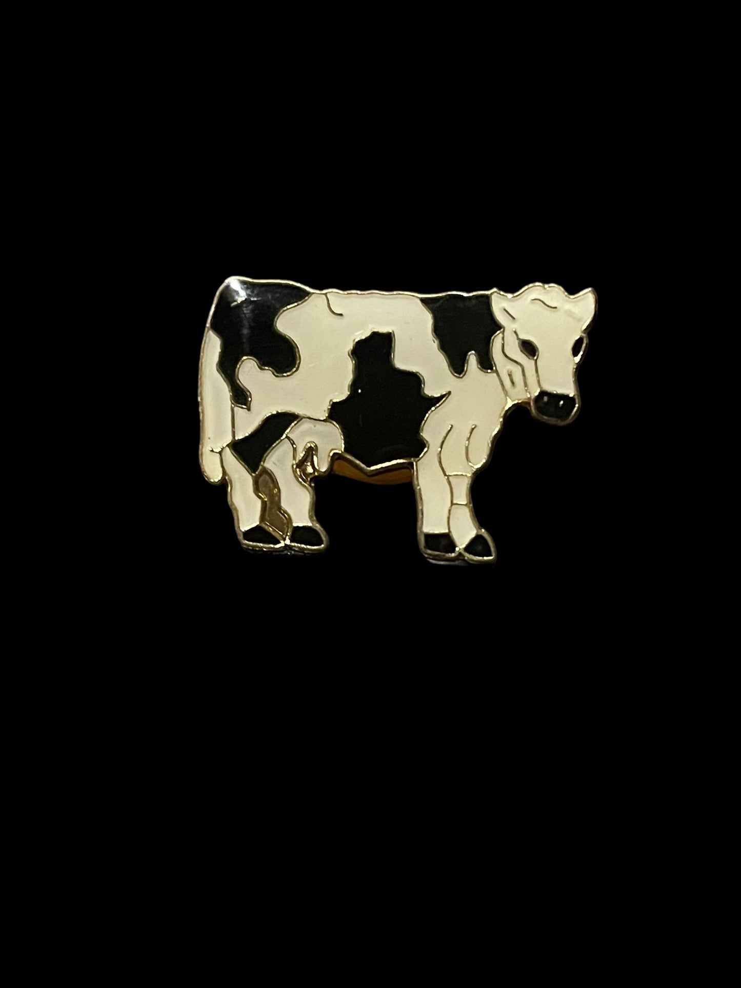 Classic Gold Tone Cow Enamel Brooch Pin