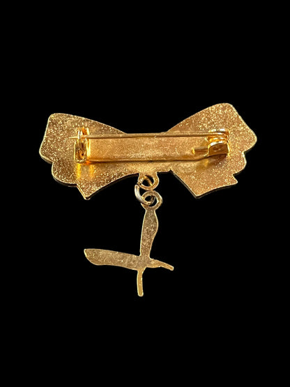 Vintage Freemasonry Masonic OES Order of Eastern Star Dangling Bow Brooch Pin