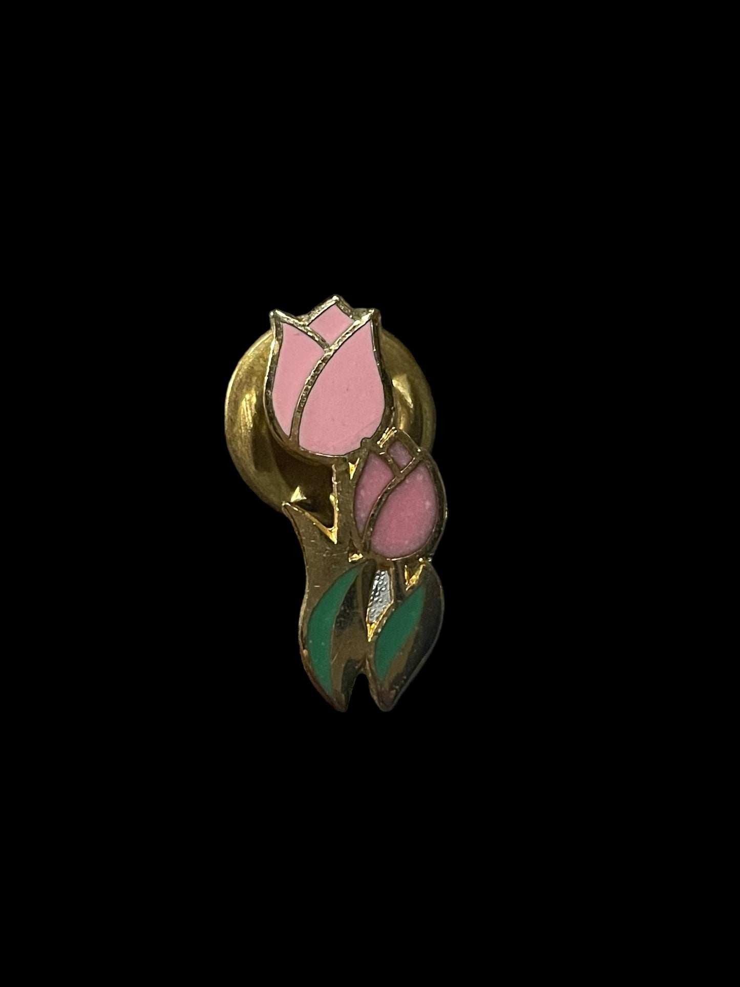 Vintage Pink Tulips Enamel Brooch Pin