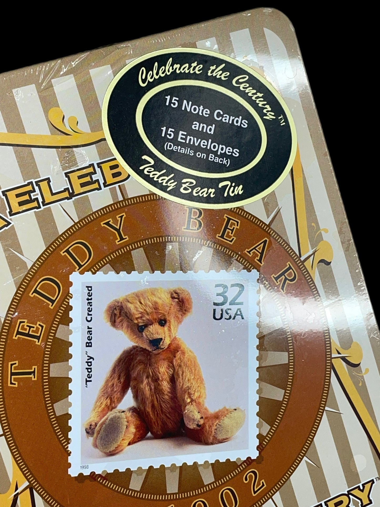 1998 Celebrate the Century 1902 Teddy Bear 32c Stamp Collector's Tin Box Sealed