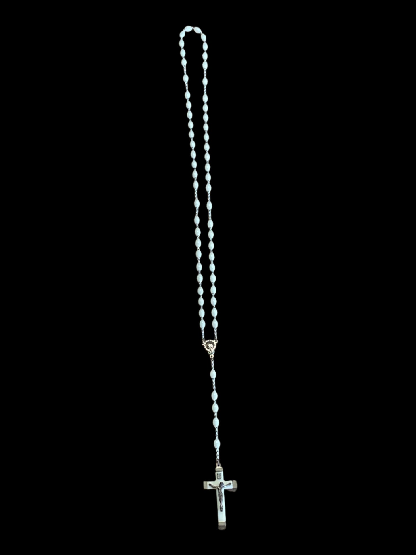 Glow in the Dark Rosary Prayer Bead Necklace Made in Italy