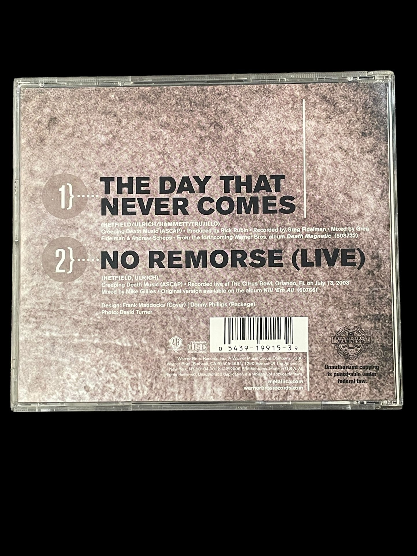 2008 Metallica The Day That Never Comes Single CD Rare