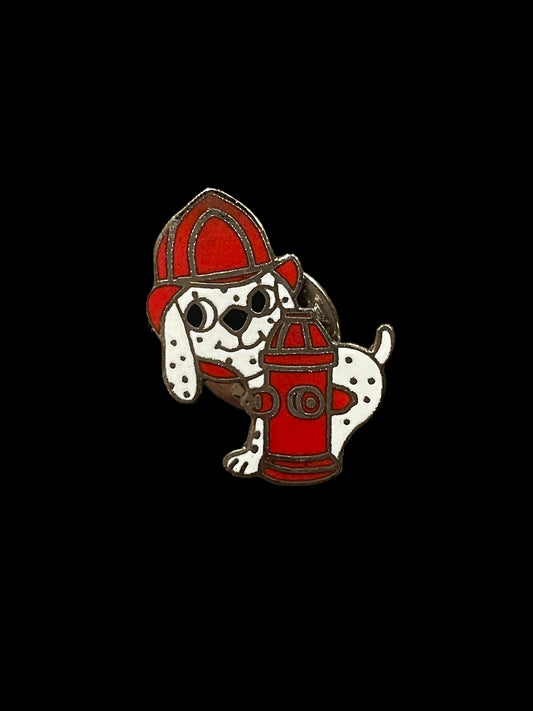 Cute Firefighter Dalmatian Dog Fire Hydrant Enamel Brooch Pin