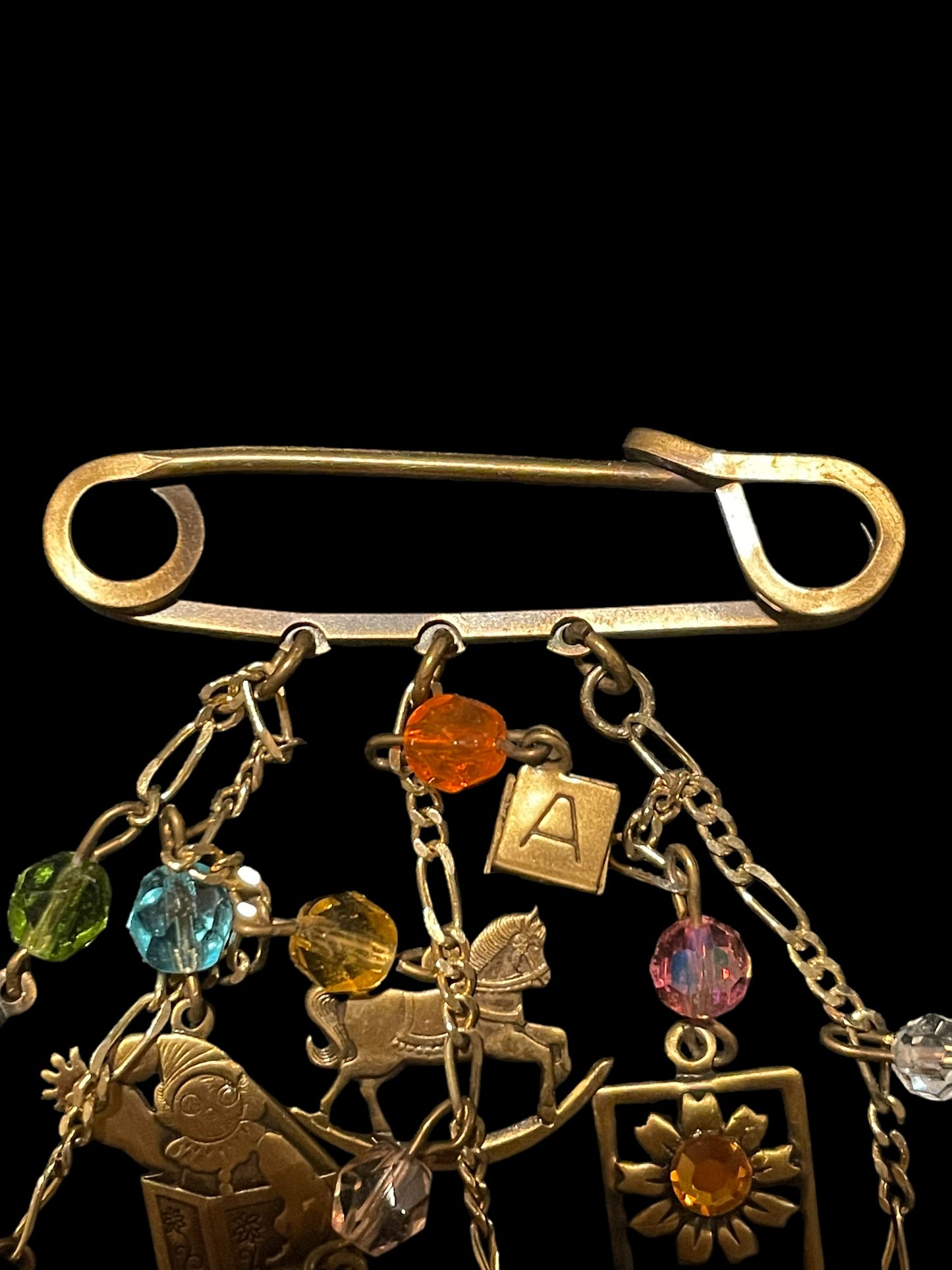 Vintage Charms Safety Pin Brooch