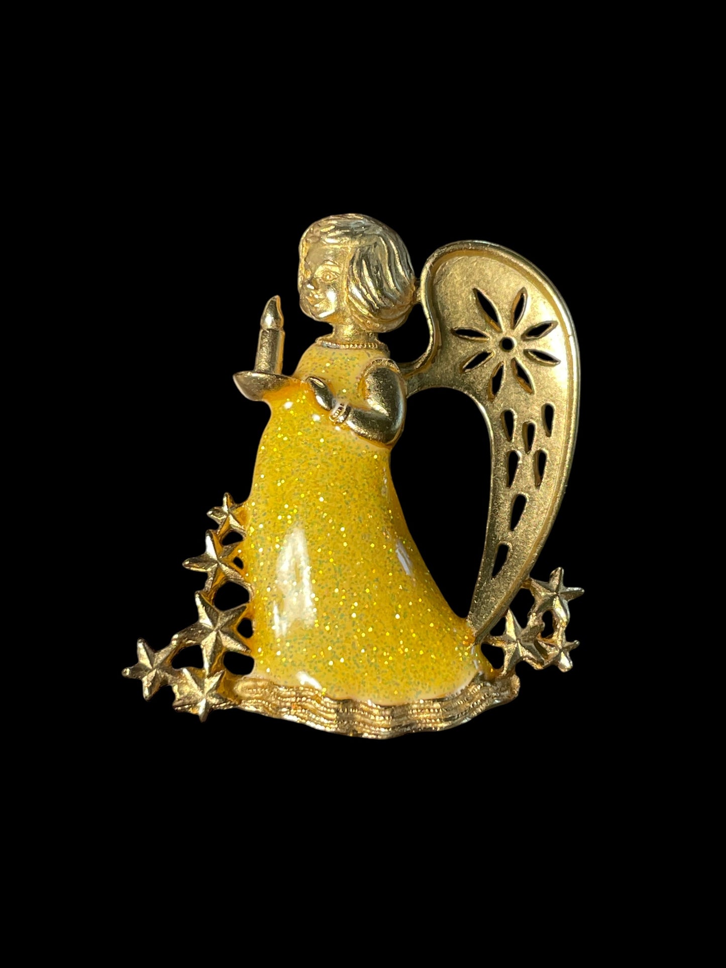 2003-2006 Estarl Gold Toned Christmas Angel Brooch Pin