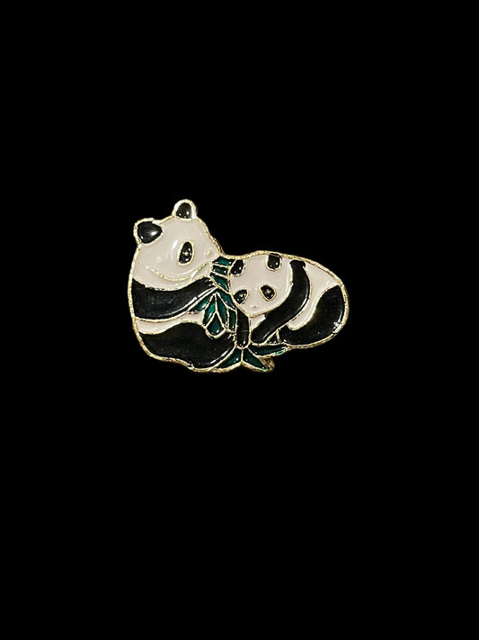 Vintage Panda Bears Enamel Brooch Pin Made in China