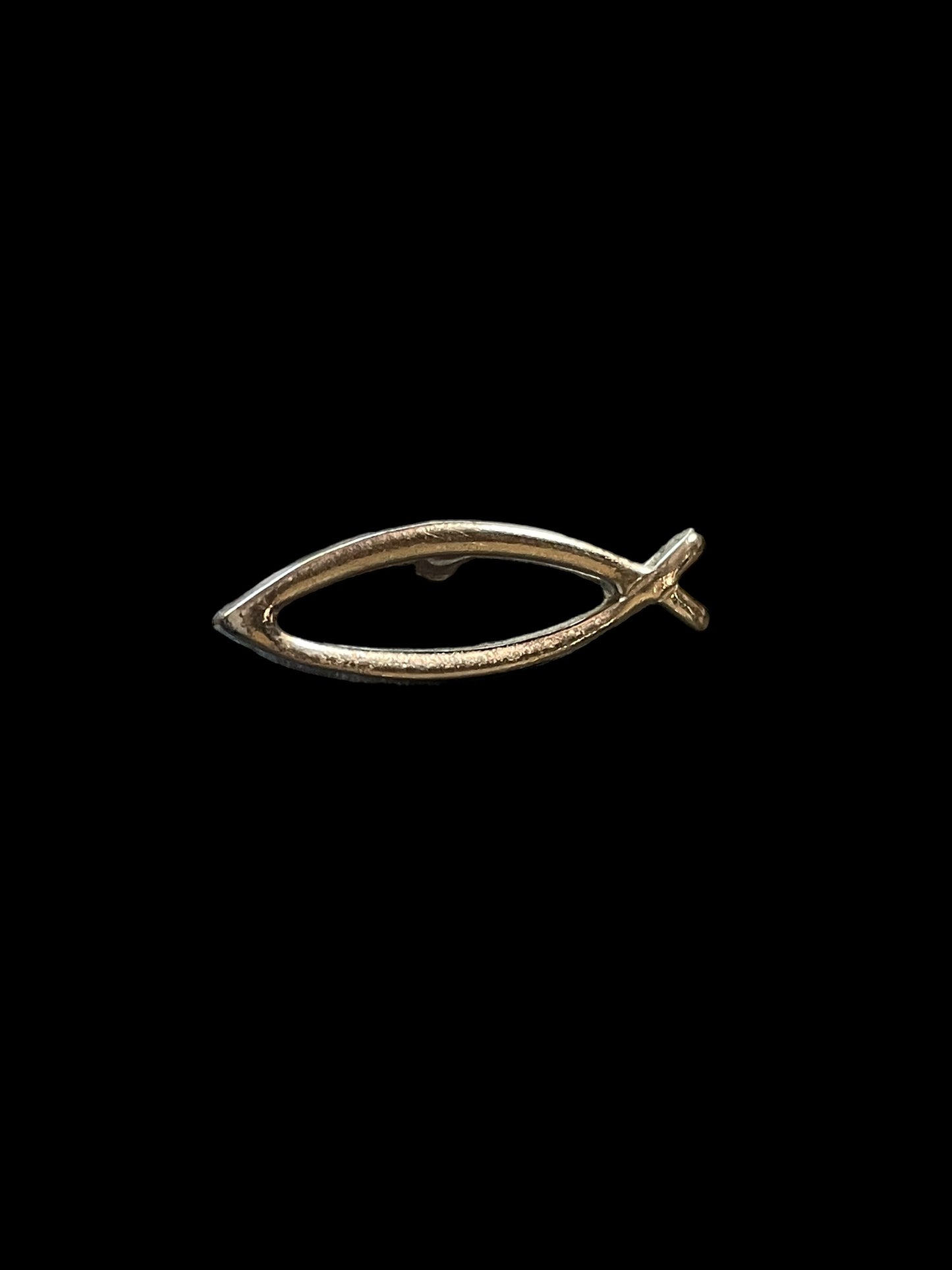 Silver Tone Jesus Ichthyic Fish Symbol Religious Brooch Pin