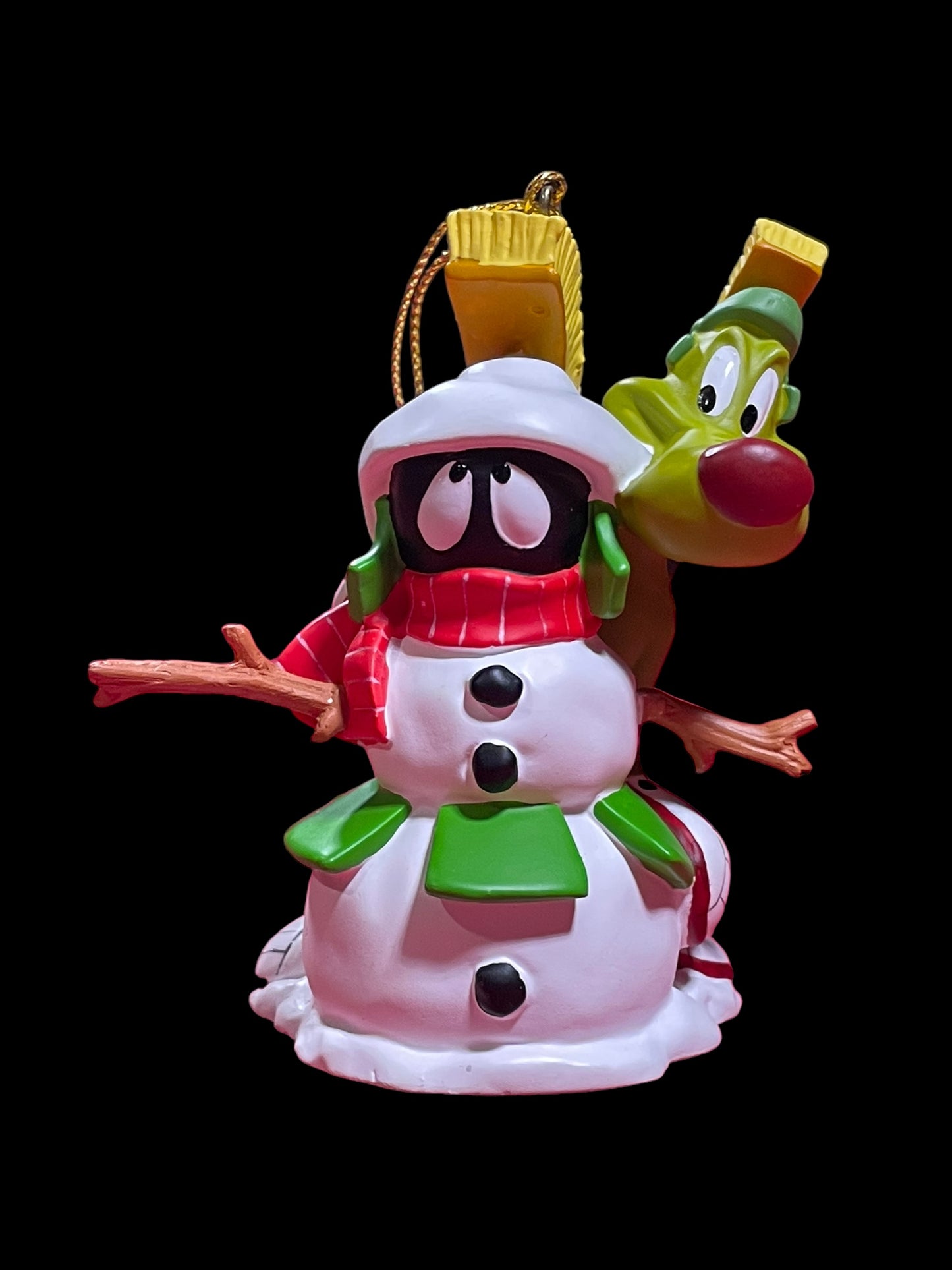 1997 Warner Bros Marvin The Martian & K9 Snowman Ornament