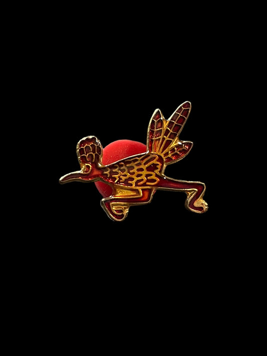 Vintage Mini Brown Road Runner Enamel Brooch Pin