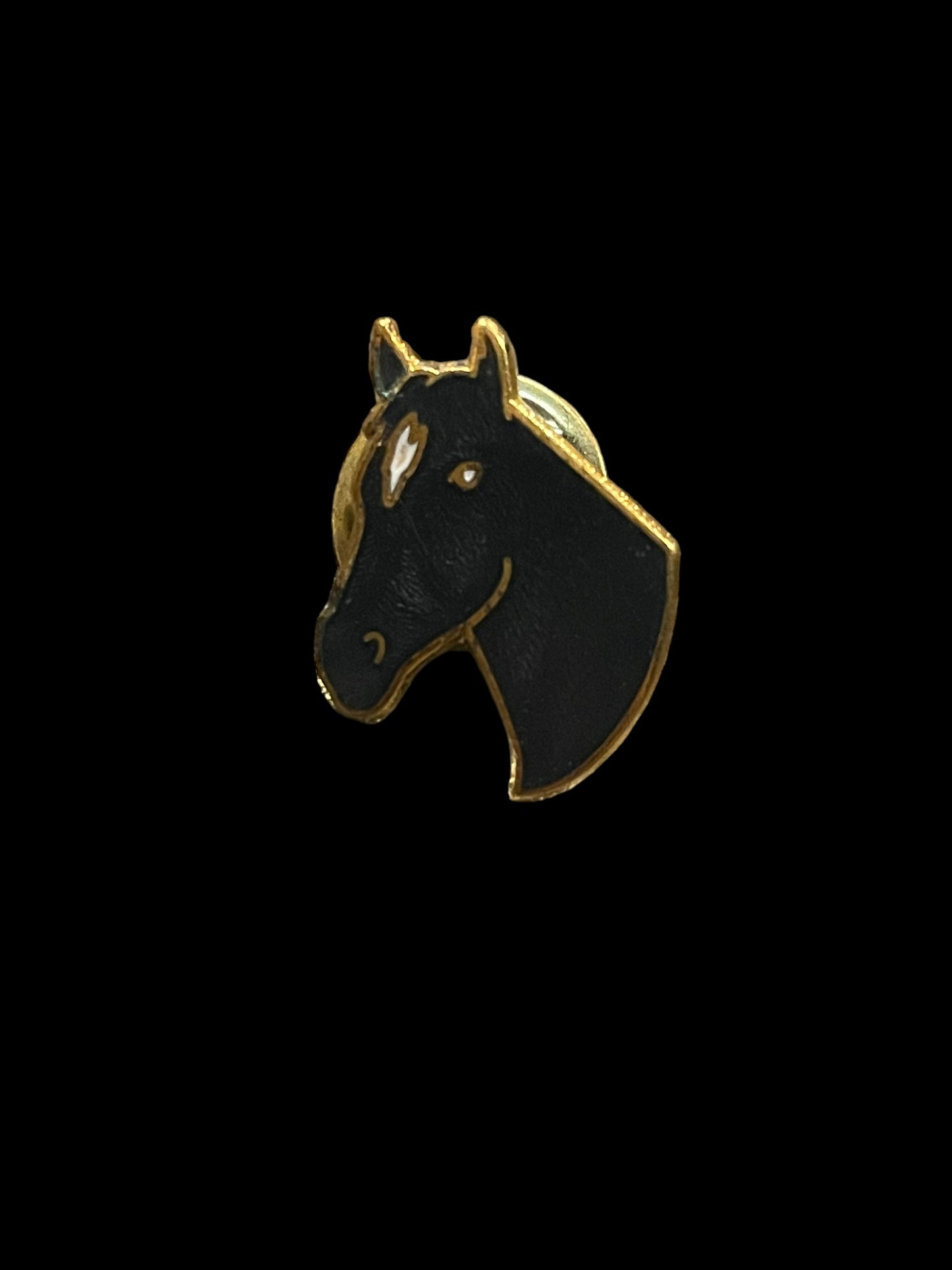 Vintage North Star Lakeville, MN Gold Tone Black Horse Head Enamel Brooch Pin