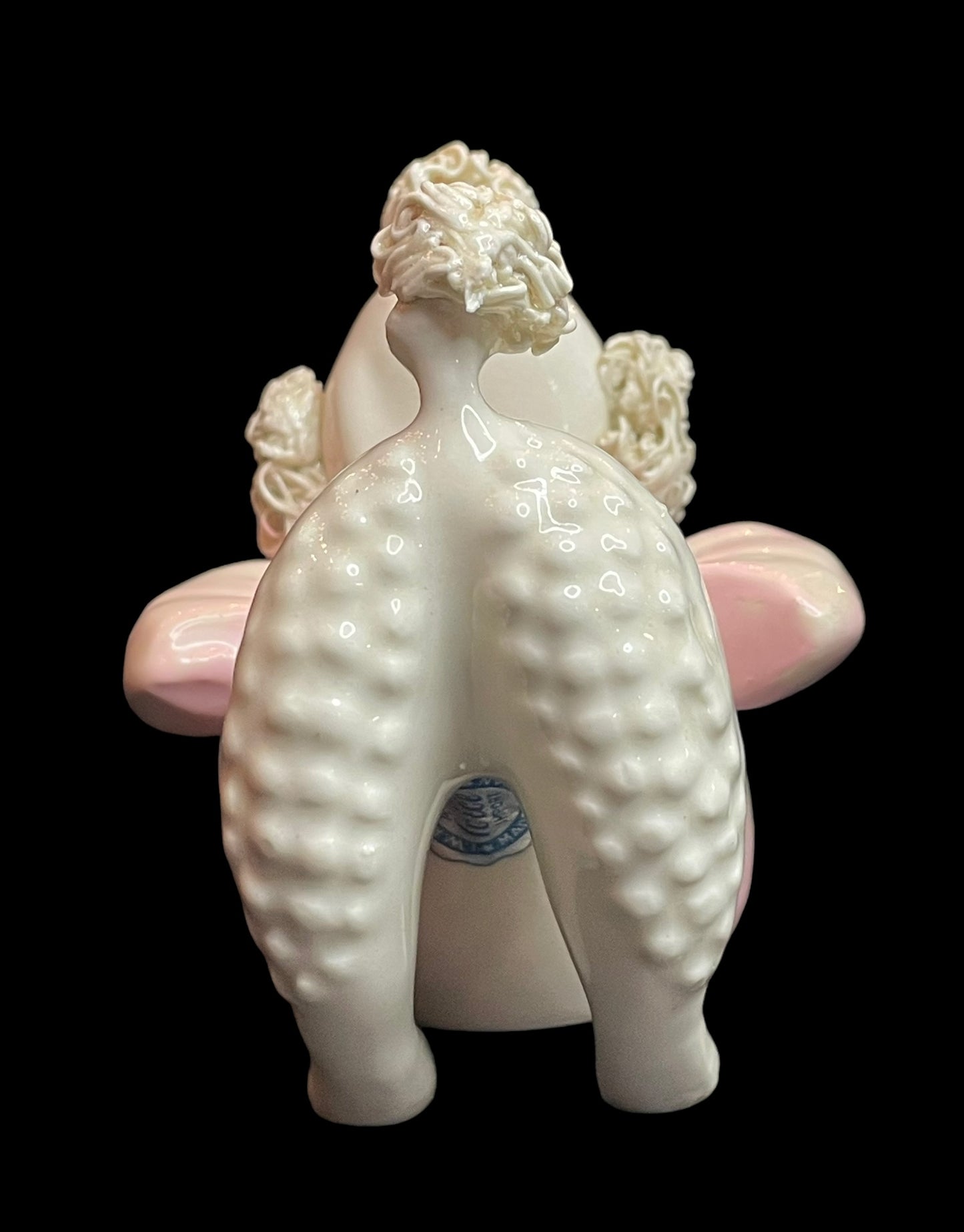 Rare Vintage Porcelain Spaghetti Poodle Lipstick Holder I.W.Rice and Co.